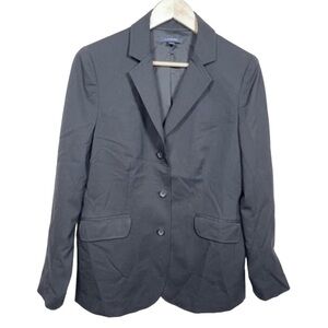 Land's End WOOL black 3 button womens blazer sz 6